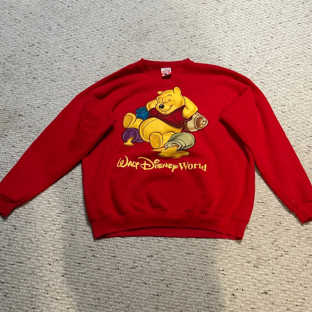 Vintage 90s Winnie the Pooh Sweatshirt Vtg 1990s Disney Cartoon Crewneck USA XXL